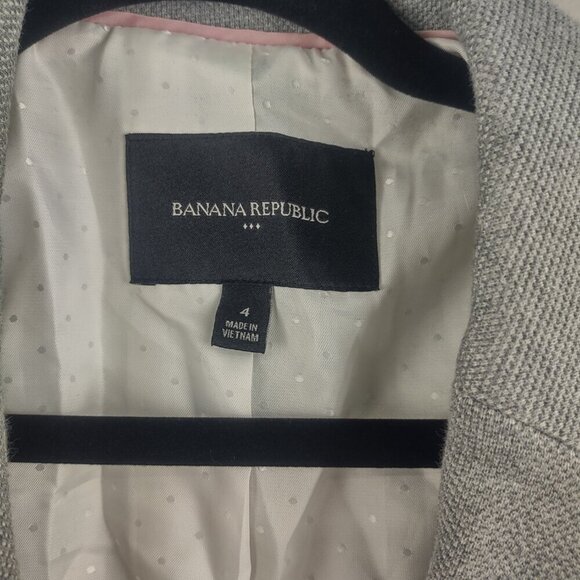 Women's Banana Republic Light Gray Academy Blazer Cotton Size 8 - Picture 3 of 8